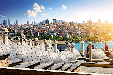 suleymaniye mosque - Domes of Suleymaniye mosque and cityscape of Istanbul, Turkey Stock Photo - Budget Royalty-Free & Subscription, Code: 400-09115135