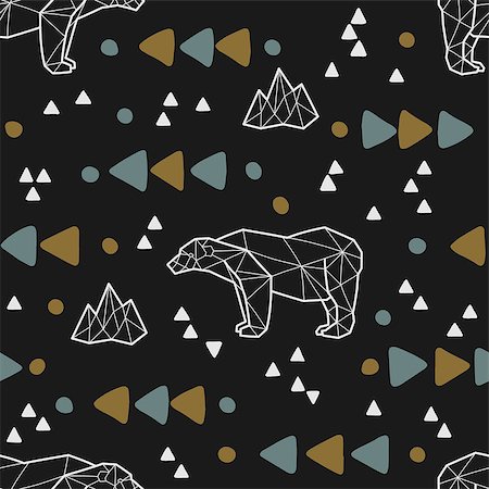 drawn baby - Seamless tribal pattern with low poly polar bears and triangles. Kids and baby fashion fabric design. Vector illustration. Stock Photo - Budget Royalty-Free & Subscription, Code: 400-09115171