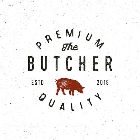 vintage butchery logo. retro styled meat shop emblem, badge, design element, logotype template. vector illustration Photographie de stock - Aubaine LD & Abonnement, Code: 400-09115206