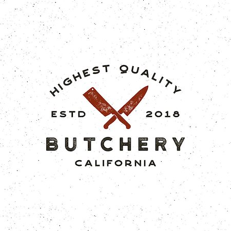 simsearch:400-09115208,k - vintage butchery logo. retro styled meat shop emblem, badge, design element, logotype template. vector illustration Foto de stock - Super Valor sin royalties y Suscripción, Código: 400-09115208