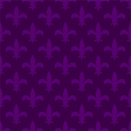Mardi gras fleur de lis vector seamless pattern. Violet flower carnival card background. Fotografie stock - Microstock e Abbonamento, Codice: 400-09115245