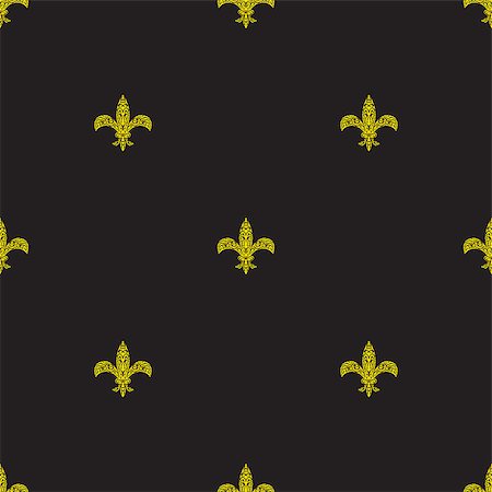 Fleur de lys black and yellow simple seamless pattern. Royal symbol background. Fotografie stock - Microstock e Abbonamento, Codice: 400-09115249