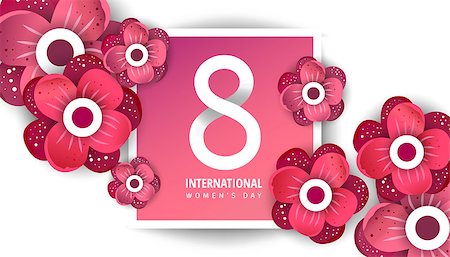 simsearch:400-09113728,k - International women's day greeting  poster.3d illustration with red origami flowers on a white background.  Eps10 vector illustration with place for your text. Photographie de stock - Aubaine LD & Abonnement, Code: 400-09115336
