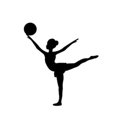 simsearch:400-08553334,k - Girl gymnastic sport silhouette sportswoman ball. Vector illustration Stock Photo - Budget Royalty-Free & Subscription, Code: 400-09115432