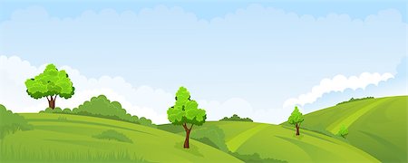 simsearch:400-08556910,k - Cartoon illustration of the rural summer landscape Stock Photo - Budget Royalty-Free & Subscription, Code: 400-09115479
