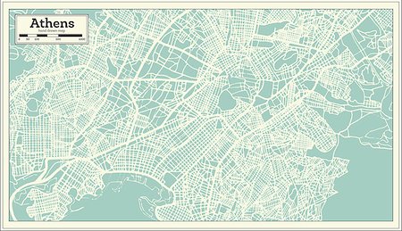 european city outline - Athens Greece Map in Retro Style. Vector Illustration. Outline Map. Stock Photo - Budget Royalty-Free & Subscription, Code: 400-09115486