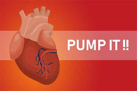 post it - pump it heart poster for healthy hearts with red background and text vector graphic illustration Foto de stock - Super Valor sin royalties y Suscripción, Código: 400-09115481