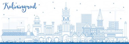 simsearch:400-09047606,k - Outline Kaliningrad Russia City Skyline with Blue Buildings. Vector Illustration. Business Travel and Tourism Concept with Historic Architecture. Kaliningrad Cityscape with Landmarks. Stock Photo - Budget Royalty-Free & Subscription, Code: 400-09115497