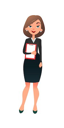 simsearch:400-08153344,k - Young successful female office manager. Smart cartoon flat woman secretary character at the office. Business lady ready for doing business task. Foto de stock - Super Valor sin royalties y Suscripción, Código: 400-09115506