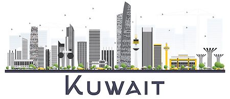 simsearch:400-09050764,k - Kuwait City Skyline with Gray Buildings Isolated on White Background. Vector Illustration. Business Travel and Tourism Concept with Modern Buildings. Kuwait Cityscape with Landmarks. Stock Photo - Budget Royalty-Free & Subscription, Code: 400-09115503