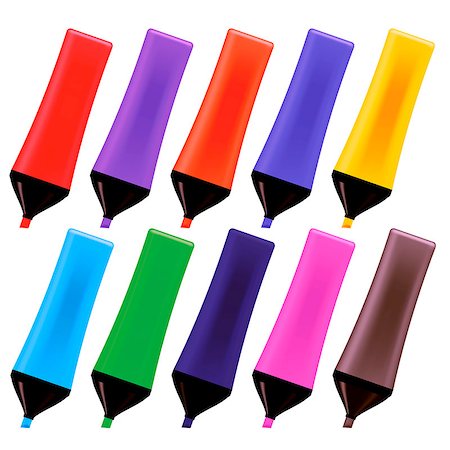 simsearch:400-05044785,k - Set od Colorful Markers Isolated on White Background. Office Tools. Stockbilder - Microstock & Abonnement, Bildnummer: 400-09115532