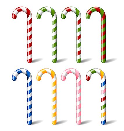 simsearch:400-04271654,k - Colorful, striped candy canes isolated on white background Photographie de stock - Aubaine LD & Abonnement, Code: 400-09115544
