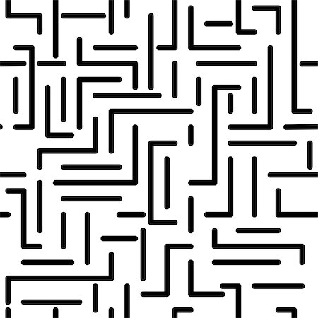 Abstract vector background with geometric maze. Seamless pattern. Memphis group style black and white background Stock Photo - Budget Royalty-Free & Subscription, Code: 400-09115551