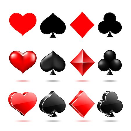 simsearch:400-07314049,k - Suit of playing cards. Vector illustration 3d symbols isolated on white background Photographie de stock - Aubaine LD & Abonnement, Code: 400-09115594