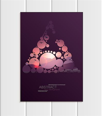 Stock vector A5 or A4 format brochure design business template with abstract circles and mountain landscape at sunset, dawn backgrounds for printed material, corporate style element, card, cover, wallpaper Stock Photo - Budget Royalty-Free & Subscription, Code: 400-09115599