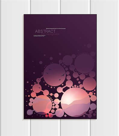 Stock vector A5 or A4 format brochure design business template with abstract circles and mountain landscape at sunset, dawn backgrounds for printed material, corporate style element, card, cover, wallpaper Stock Photo - Budget Royalty-Free & Subscription, Code: 400-09115602