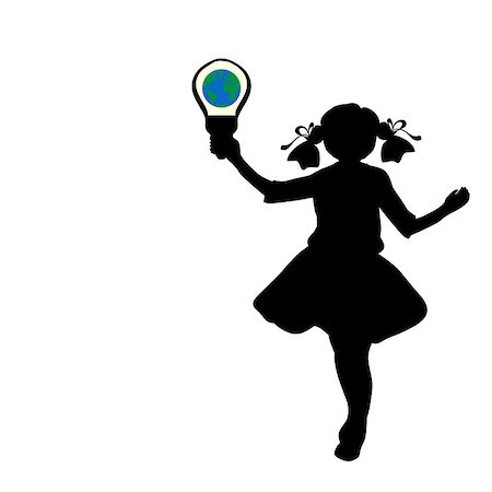 simsearch:400-08192407,k - Silhouette girl holds symbol Earth Hour. Vector Illustration Stock Photo - Budget Royalty-Free & Subscription, Code: 400-09115614