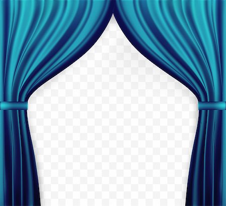 simsearch:400-07308316,k - Naturalistic image of Curtain, open curtains Blue color on transparent background. Vector Illustration. EPS10 Stock Photo - Budget Royalty-Free & Subscription, Code: 400-09115642