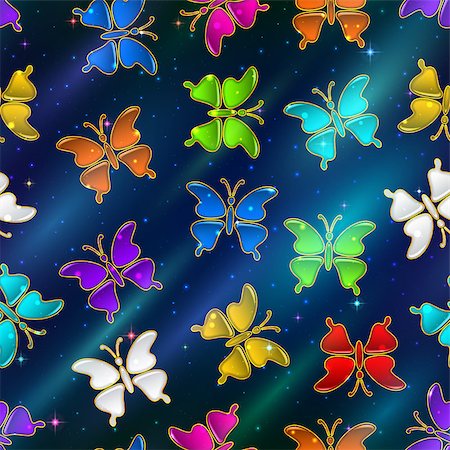 simsearch:400-08752377,k - Seamless Holiday Background with Colorful Magic Butterflies, Tile Pattern for Your Design. Eps10, Contains Transparencies. Vector Stockbilder - Microstock & Abonnement, Bildnummer: 400-09115655