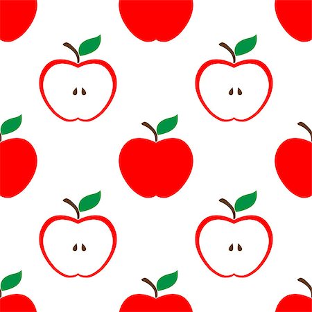 simsearch:400-06457388,k - Apple and half red seamless pattern background. Vector illustration Photographie de stock - Aubaine LD & Abonnement, Code: 400-09115948