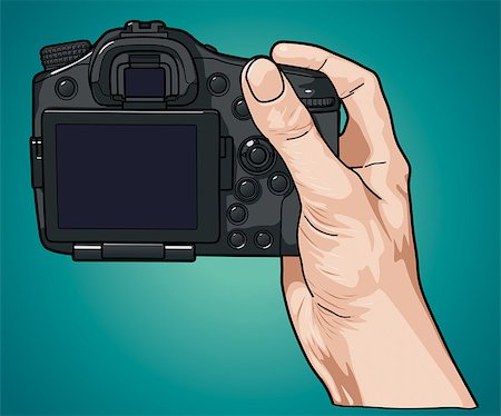 Vector illustration. Hands holding professional photo camera. Foto de stock - Royalty-Free Super Valor e Assinatura, Número: 400-09116082