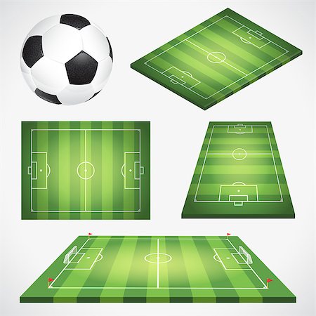 simsearch:400-08955612,k - Set soccer football field with ball, flag and goal. Realistic, flat and isometric soccer icons. Isolated vector illustration Stockbilder - Microstock & Abonnement, Bildnummer: 400-09116083