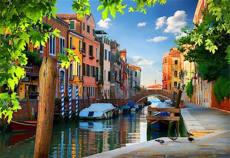 simsearch:400-07620294,k - Boats in narrow venetian water canal, Italy Stock Photo - Budget Royalty-Free & Subscription, Code: 400-09116168