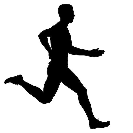 simsearch:400-05225597,k - Black Silhouettes Runners sprint men on white background. Fotografie stock - Microstock e Abbonamento, Codice: 400-09116219