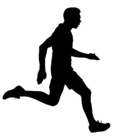 simsearch:400-05225597,k - Black Silhouettes Runners sprint men on white background. Fotografie stock - Microstock e Abbonamento, Codice: 400-09116220