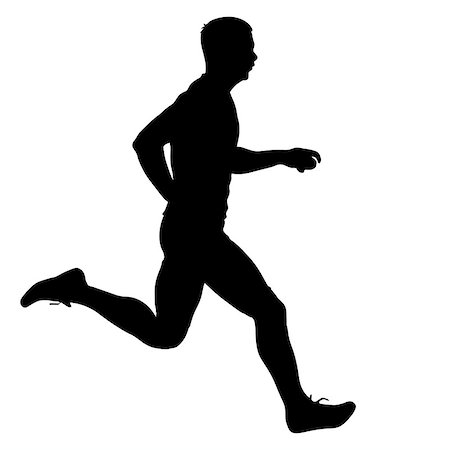 simsearch:400-05225597,k - Black Silhouettes Runners sprint men on white background. Fotografie stock - Microstock e Abbonamento, Codice: 400-09116222