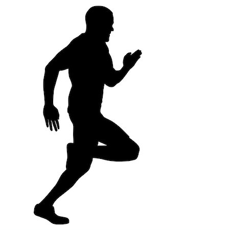 simsearch:400-05225597,k - Black Silhouettes Runners sprint men on white background. Fotografie stock - Microstock e Abbonamento, Codice: 400-09116223