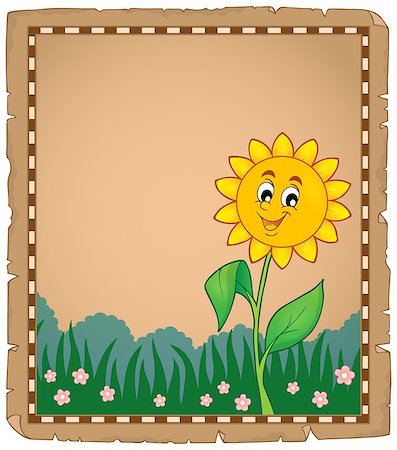 simsearch:400-08076059,k - Parchment with happy flower 1 - eps10 vector illustration. Stock Photo - Budget Royalty-Free & Subscription, Code: 400-09116330