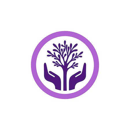 Purple vector tree with two hands in circle Stockbilder - Microstock & Abonnement, Bildnummer: 400-09116394