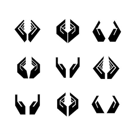 various black vector hands in different shapes Foto de stock - Super Valor sin royalties y Suscripción, Código: 400-09116393