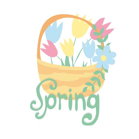 Spring text with tulip flower. Vector illustration EPS10 Stockbilder - Microstock & Abonnement, Bildnummer: 400-09116416