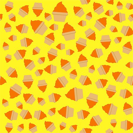 Yellow orange cream cupcake with cherry seamless pattern. Vector illustration Foto de stock - Royalty-Free Super Valor e Assinatura, Número: 400-09116420