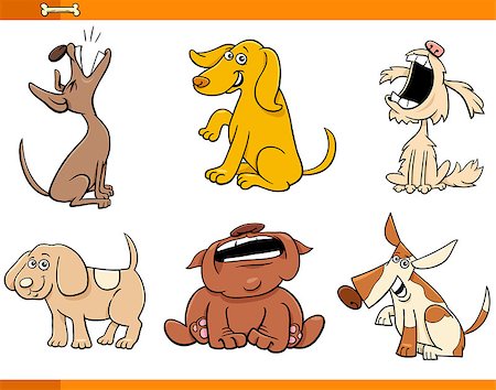 simsearch:400-08051778,k - Cartoon Illustration of Funny Comic Dogs Animal Characters Set Stock Photo - Budget Royalty-Free & Subscription, Code: 400-09116437