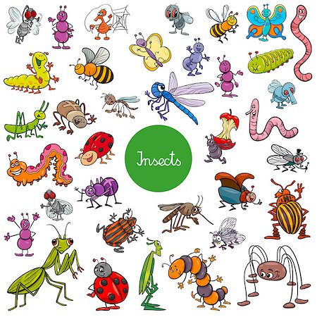 simsearch:400-05385029,k - Cartoon Illustration of Insects Animal Characters Large Set Foto de stock - Super Valor sin royalties y Suscripción, Código: 400-09116447