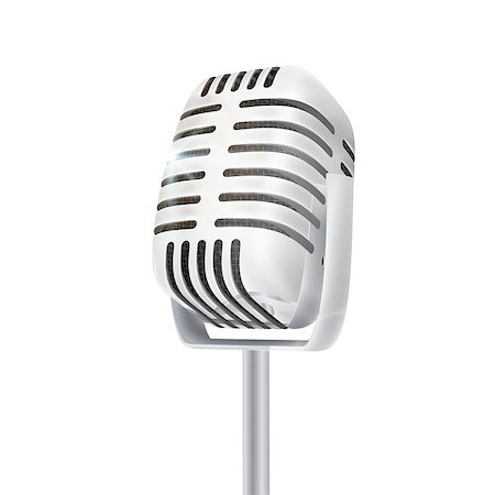 Vintage silver studio microphone. 3D realisic vector illustration white background. Stock Photo - Budget Royalty-Free & Subscription, Code: 400-09116512