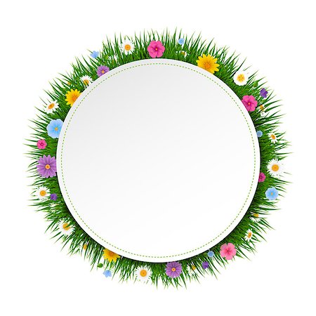 floral illustration vector - Poster Ball With Grass And Flowers White Background With Gradient Mesh, Vector Illustration Stock Photo - Budget Royalty-Free & Subscription, Code: 400-09116536