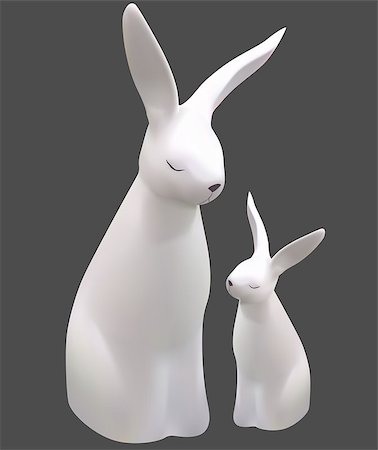 simsearch:400-06798041,k - Sculpture of Two White Easter Bunnies - Design Elements for Easter Illustration, Vector Foto de stock - Super Valor sin royalties y Suscripción, Código: 400-09116679