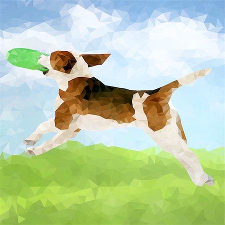simsearch:400-08920017,k - Vector polygonal dogs silhouettes. Set of poly dog play and have fun outdoors Stockbilder - Microstock & Abonnement, Bildnummer: 400-09116688