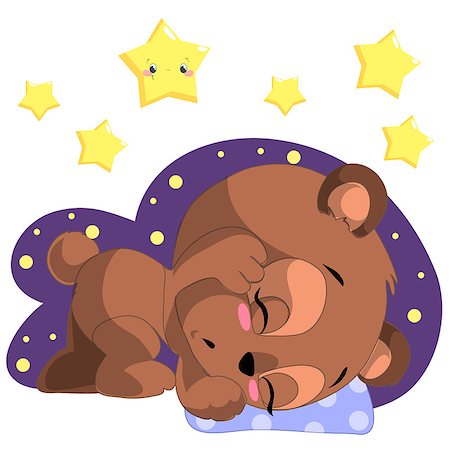 Sleeping cartoon bear clipart vector, with moon and stars Stock Photo - Budget Royalty-Free & Subscription, Code: 400-09116830