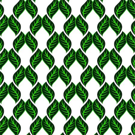 Seamless white pattern with green leaves. Vector illustration Foto de stock - Royalty-Free Super Valor e Assinatura, Número: 400-09116843