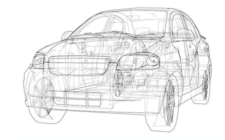 simsearch:400-04121043,k - Concept car. Vector rendering of 3d. Wire-frame style. The layers of visible and invisible lines are separated Foto de stock - Super Valor sin royalties y Suscripción, Código: 400-09116873