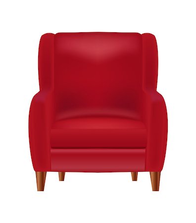 Realistic Red Armchair  Front View Isolated on White Background Vector Illustration EPS10 Stock Photo - Budget Royalty-Free & Subscription, Code: 400-09116940