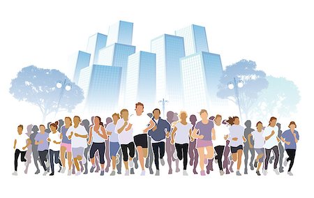 simsearch:400-05129335,k - Front view of the crowd of young people running in the city marathon. Stock Photo - Budget Royalty-Free & Subscription, Code: 400-09116965