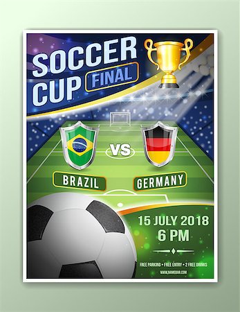 simsearch:400-07414089,k - Soccer Football Poster Championship with Ball, Soccer field, Teams and Gold Cup. Sport announcement. Vector illustration Stock Photo - Budget Royalty-Free & Subscription, Code: 400-09116962