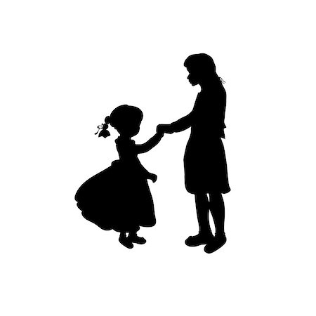 simsearch:400-05352235,k - Silhouette family girl with sister. Vector illustration Photographie de stock - Aubaine LD & Abonnement, Code: 400-09117007