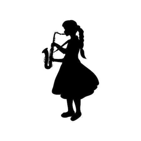 simsearch:400-09115438,k - Silhouette girl music playing the saxophone. Vector illustration Foto de stock - Super Valor sin royalties y Suscripción, Código: 400-09117002